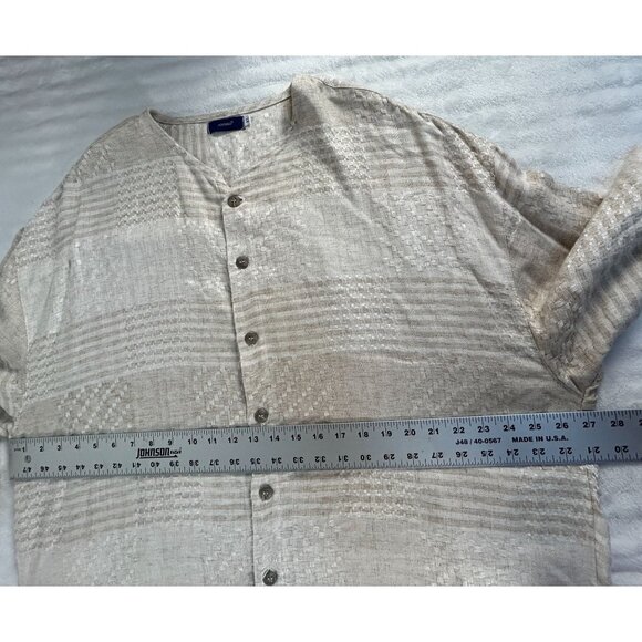 Positano Unisex XL Beige Woven Button-Up Long Sleeve Linen Cotton Lightweight - Picture 7 of 9